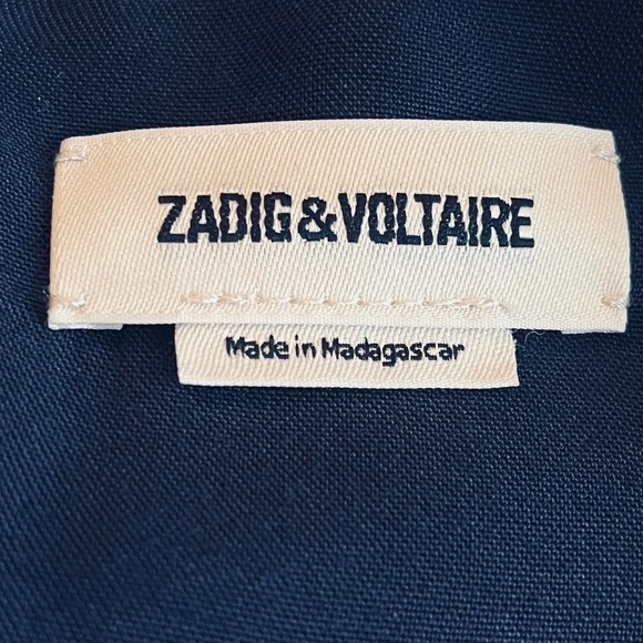 Zadig & Voltaire Navy Blue Rooka Tiered Roundneck 3/4 Length Sleeve Dress Large - Picture 9 of 12